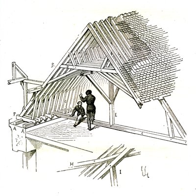 Viollet-Le-Duc montre deux figures étudiant un cadre - Eugene Emmanuel Viollet le Duc