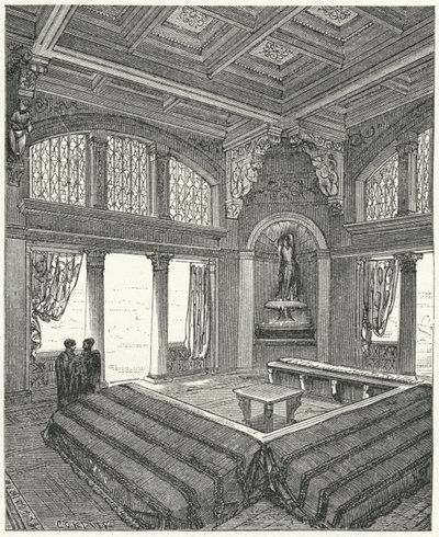 Triclinium, salle à manger formelle dans un bâtiment romain - Eugene Emmanuel after Viollet le Duc