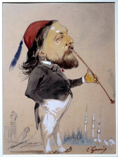 Portrait de Théophile Gautier (1811-1872) fumant son chibouk - Eugene Giraud