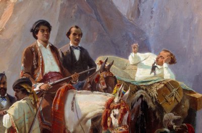 Souvenir du voyage de Paris à Cadix effectué en 1846 par Alexandre Dumas et ses amis (détail) - Eugene Giraud
