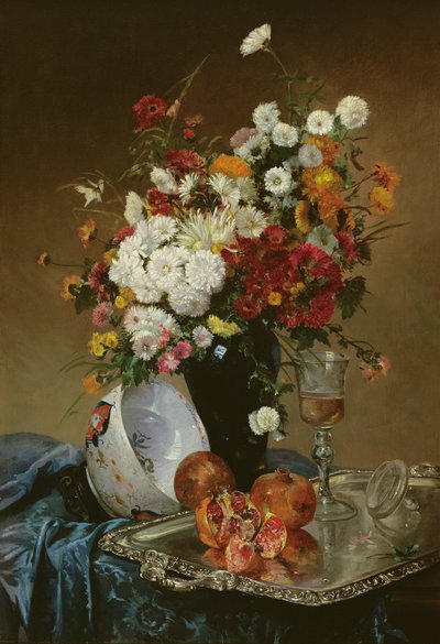 Nature Morte avec Fleurs et Grenades - Eugene Henri Cauchois
