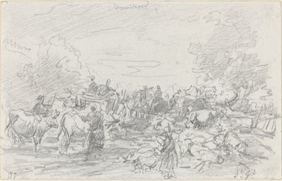 Troupeaux traversant un ruisseau, 1877 - Eugene Louis Boudin