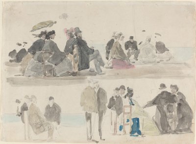 Dames et Messieurs sur la plage, en deux registres - Eugene Louis Boudin