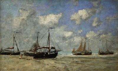 Scheveningen, Bateaux Échoués sur la Grève, 1875 - Eugene Louis Boudin