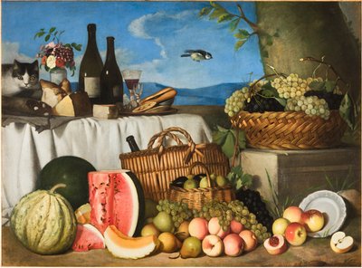 Nature morte avec chat et oisillon - Eugenio De Giacomi