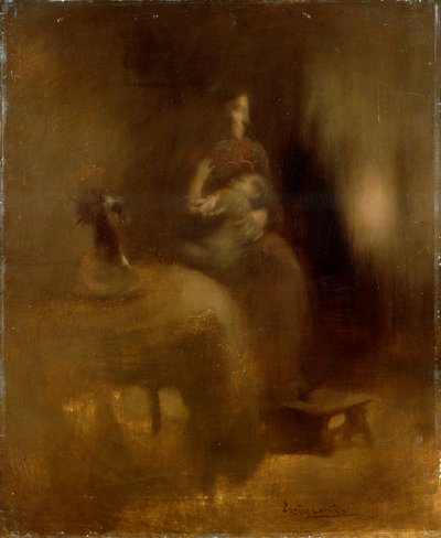 Femme avec un bébé sur ses genoux, années 1890 - Eugène Carrière
