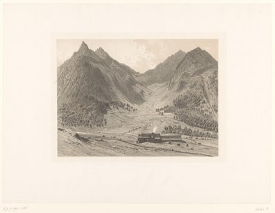 Paysage de montagne avec maison dans une prairie alpine - Eugène Cicéri (attributed to)