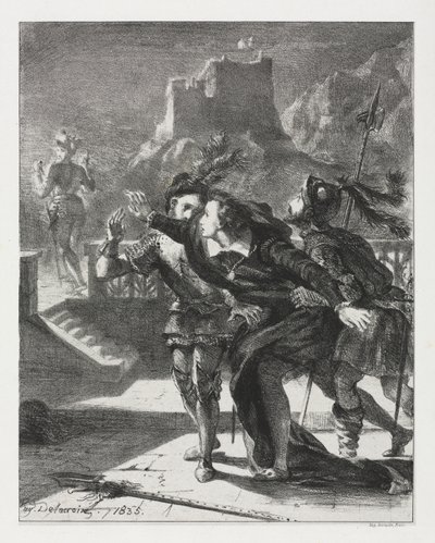 Hamlet : Hamlet se précipite pour suivre le fantôme de son père - Eugène Delacroix