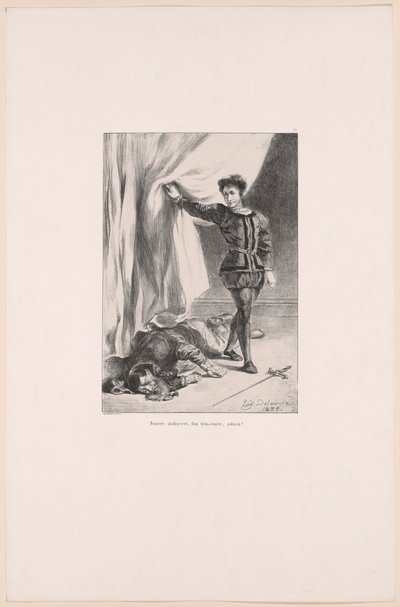 Hamlet et le corps de Polonius, planche 11 de Hamlet - Eugène Delacroix