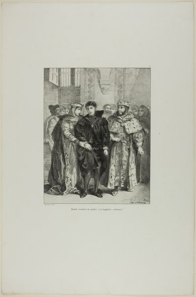 Hamlet et la reine, planche 1 de Hamlet - Eugène Delacroix