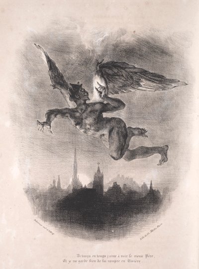 Illustrations pour Faust : Méphistophélès dans les airs - Eugène Delacroix