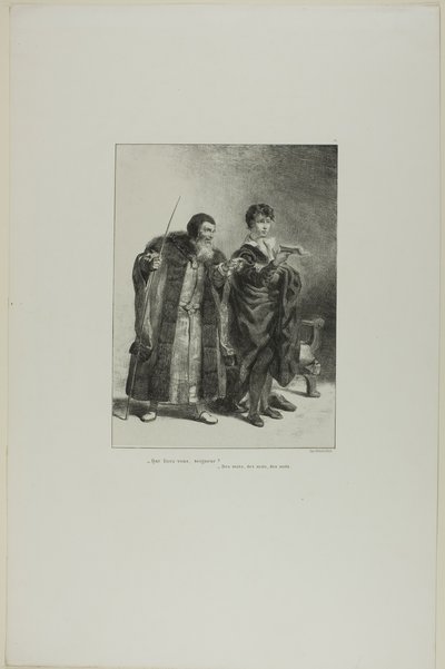 Polonius et Hamlet, planche 4 de Hamlet - Eugène Delacroix