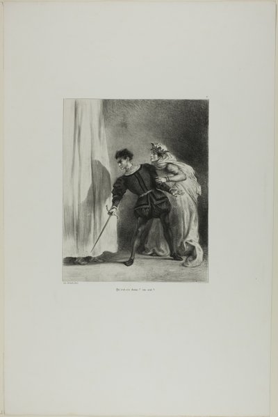 Le meurtre de Polonius, planche 9 de Hamlet - Eugène Delacroix