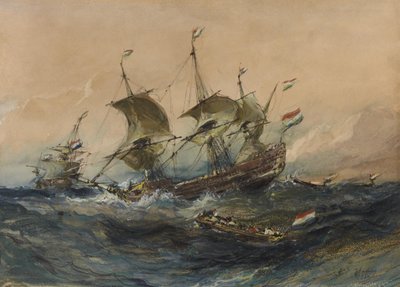 Navires néerlandais dans la tempête - Eugene Isabey