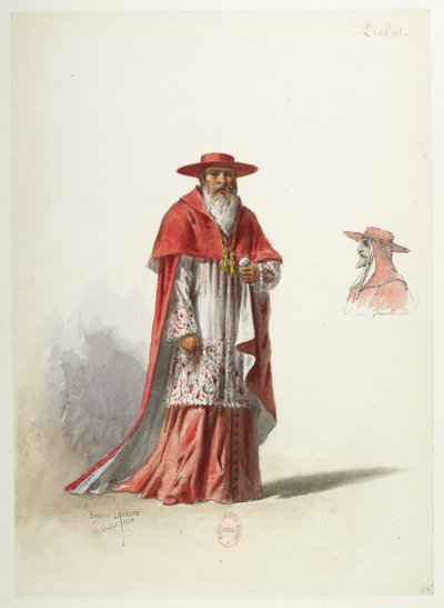 Btv1b84558104 27 - Saint-Saëns - Henry VIII - Maquettes de costumes - Lacoste - 27. Prélat - Eugene Lacoste
