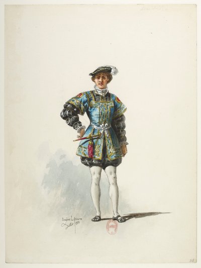 Btv1b84558104 38 - Saint-Saëns - Henry VIII - Maquettes de costumes - Lacoste - 38. Page du roi - Eugene Lacoste