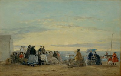 Sur la plage, coucher de soleil - Eugene Louis Boudin