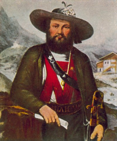 Andreas Hofer, chef de la rébellion tyrolienne contre les Français (lithographie couleur) - European School