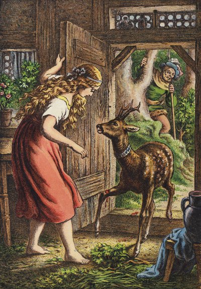 Frère et sœur (lithographie en couleur) - European School