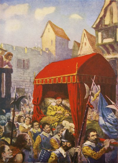 Arrivée du cardinal de Richelieu à Lyon (lithographie couleur) - European School