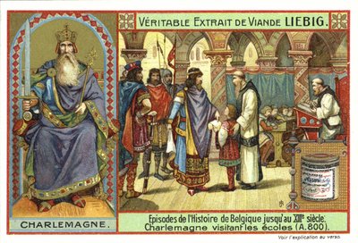 Charlemagne, roi des Francs, visitant une école, 800 - European School