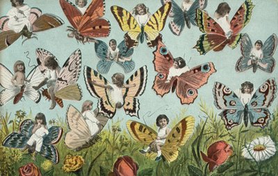 Les enfants en papillons (lithographie couleur) - European School