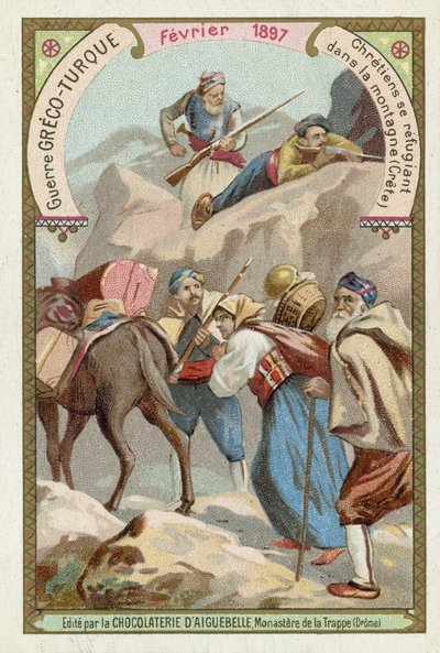 Chrétiens cherchant refuge dans les montagnes de Crète, Guerre gréco-turque, février 1897 - European School