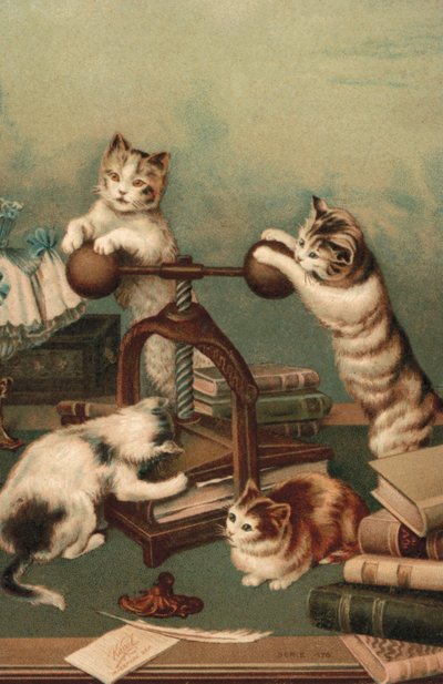 Chats en bande dessinée, livres de presse (lithographie couleur) - European School