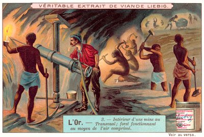 Perceuse à air comprimé dans une mine d