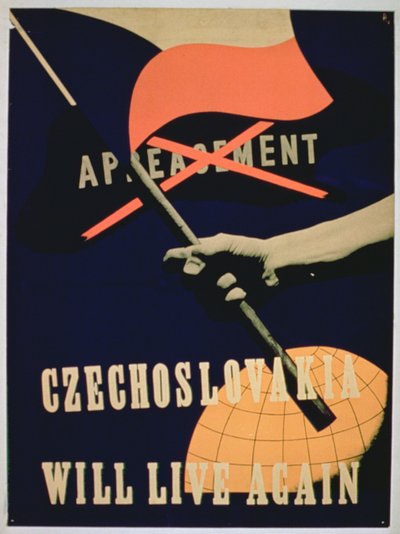 La Tchécoslovaquie revivra", affiche de la Seconde Guerre mondiale (lithographie couleur) - European School