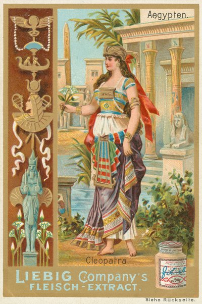 Egypte, Cléopâtre, carte Liebig, début du 20e siècle (chromo) - European School