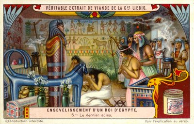 Dernier adieu à un pharaon égyptien mort dans sa tombe (chromolitho) - European School