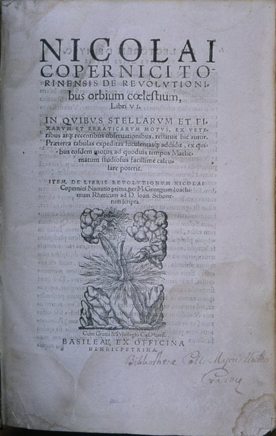 Frontispice de la deuxième édition de De Revolutionibus Orbium Coelestium par Nicolas Copernic - European School