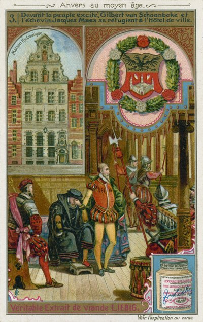 Gilbert van Schoonbeke et le pensionnaire Jacob Maes se réfugient de la populace à l