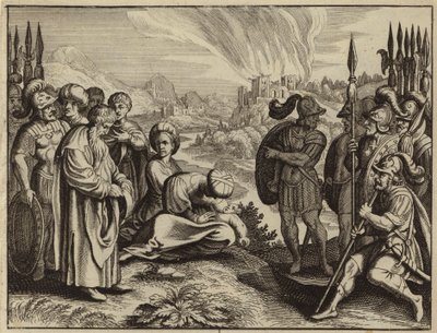 Habacuc questionnant la punition prévue de Dieu pour Juda par les Babyloniens (gravure) - European School