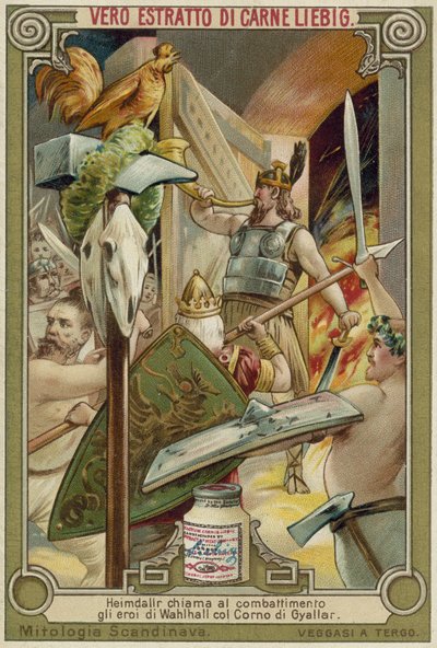 Heimdallr soufflant dans le cor Gjallar pour convoquer les dieux de Valhalla au combat - European School