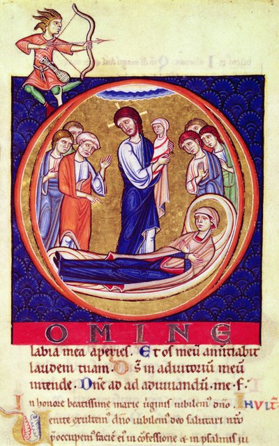 Initiale historiée représentant la mort de la Vierge, d