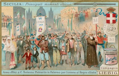 Histoire de la Sicile, carte de Liebig, début du 20e siècle (chromo) - European School