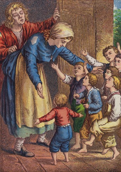 Le Petit Poucet (lithographie en couleur) - European School