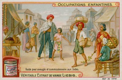 Enfants indiens travaillant comme guides pour les aveugles et faisant des courses - European School