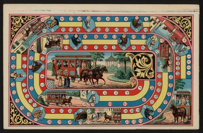Jeu de Tramway (lithographie en couleur) - European School