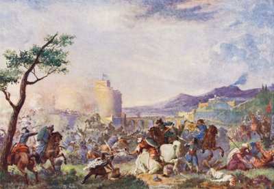 John Sobieski au Relief de Vienne (lithographie couleur) - European School