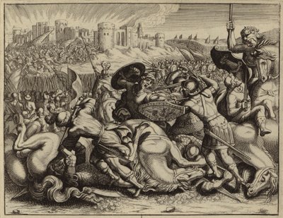 Josué et les Israélites conquérant et brûlant la ville d