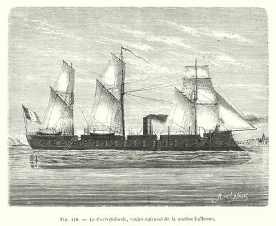 Le Castelfidardo, navire cuirassé de la marine italienne (gravure) - European School