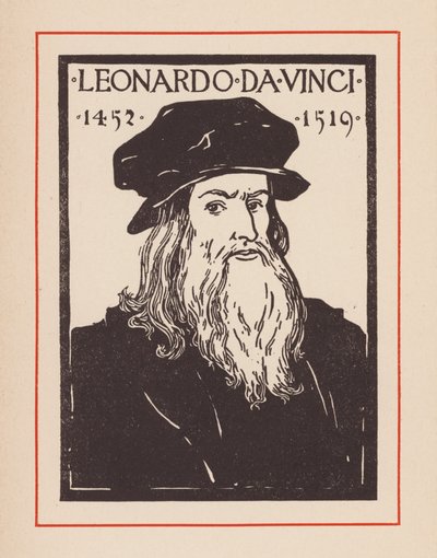 Léonard de Vinci, polymathe italien de la Renaissance (lithographie) - European School
