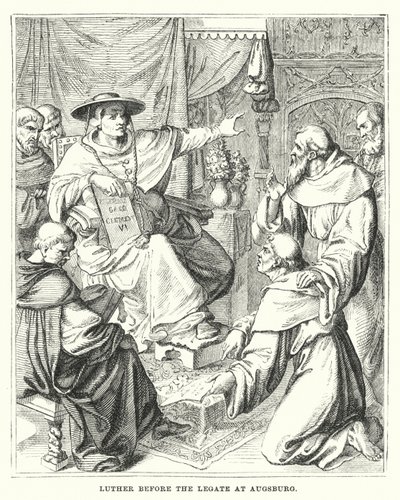 Luther devant le légat à Augsbourg (gravure) - European School