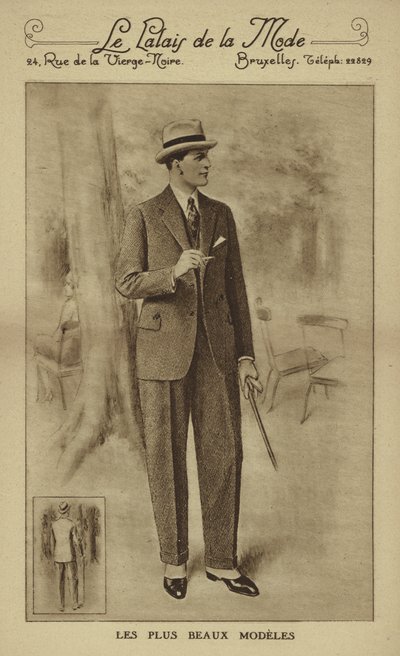 Mode masculine vers les années 1930 (lithographie) - European School