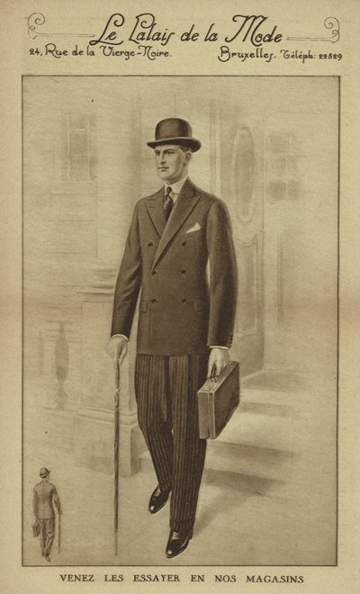 Mode masculine vers les années 1930 (lithographie) - European School