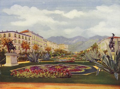 Menton, Le Jardin Public (lithographie couleur) - European School