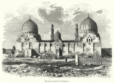 Mosquée et mausolée du sultan Barquq, Le Caire, Égypte (lithographie) - European School